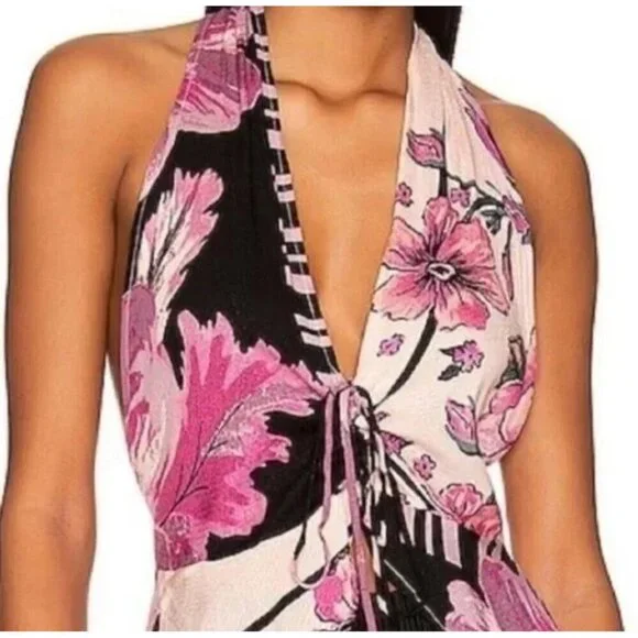 Free People Hot Tropics Open Front Sleeveless Top Size Medium Women Pink New - Picture 5 of 9